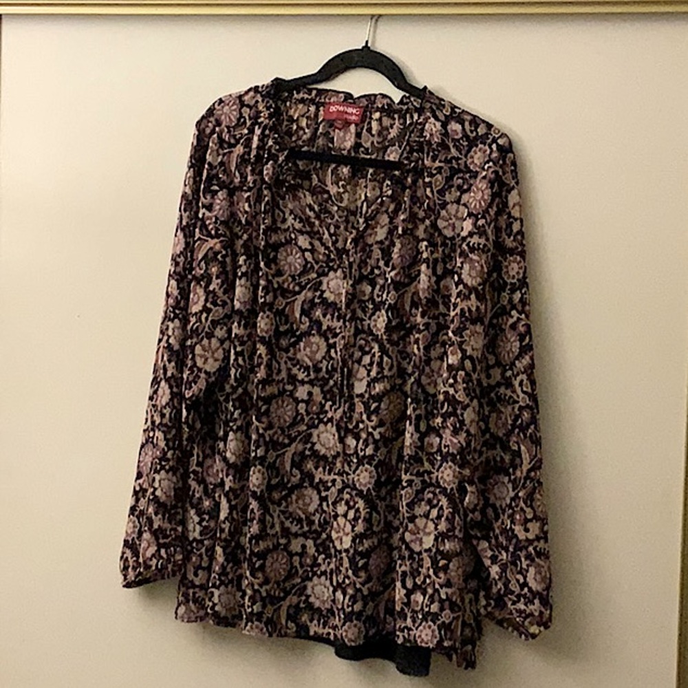 Downing Studio Holly ruffle sleeve peasant top 2x